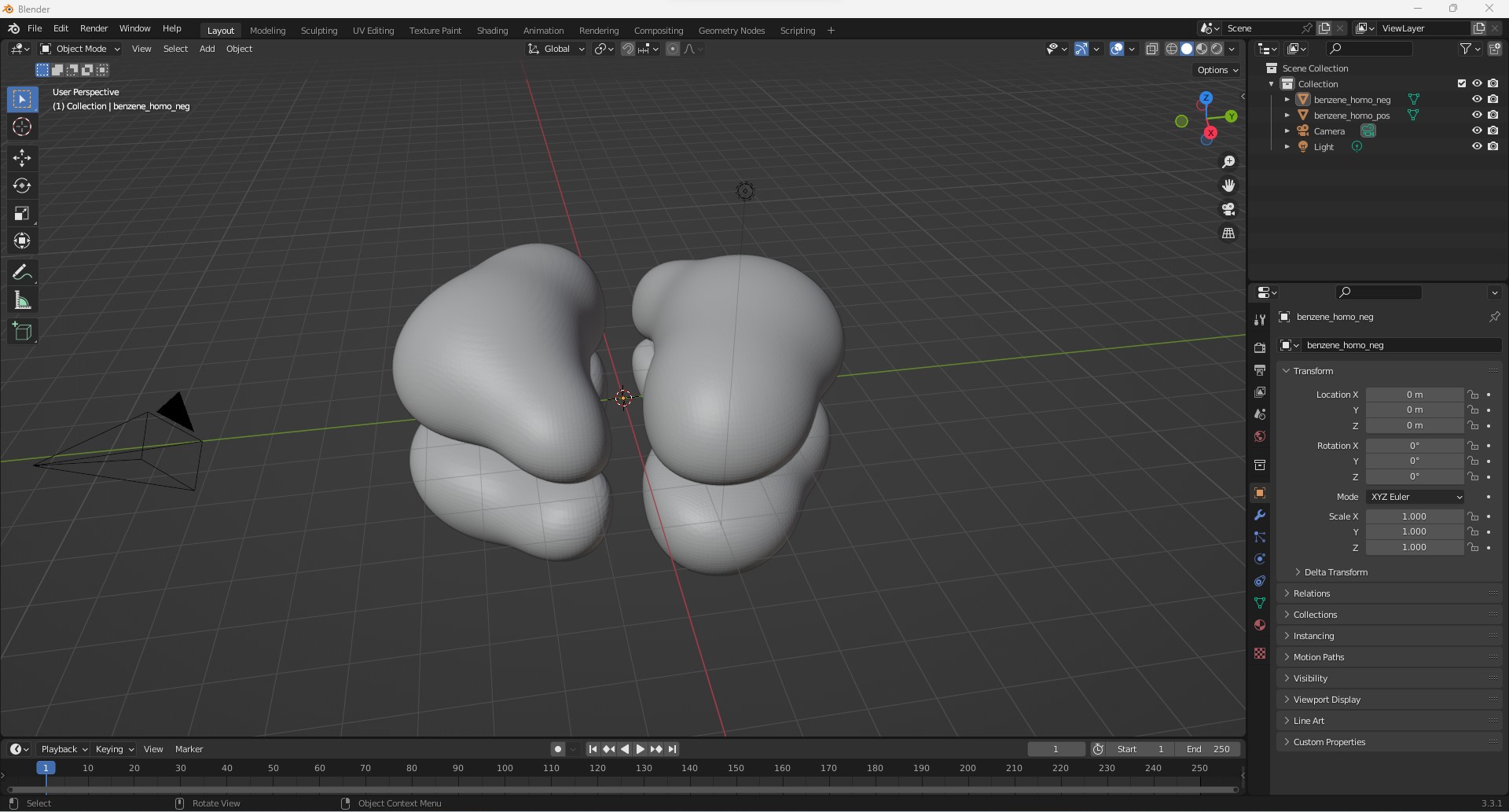 HOMO orbital of benzene imported into Blender