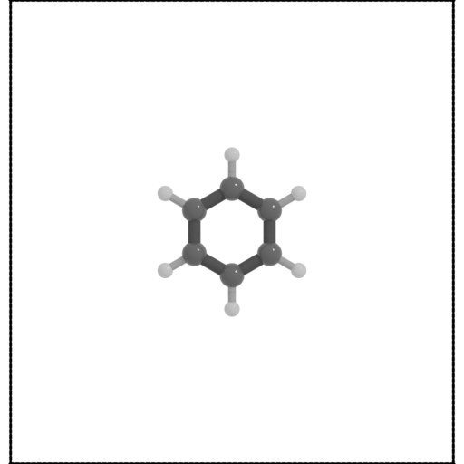 Benzene molecule inside its unit cell.