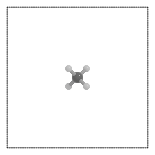 Methane molecule inside its unit cell.